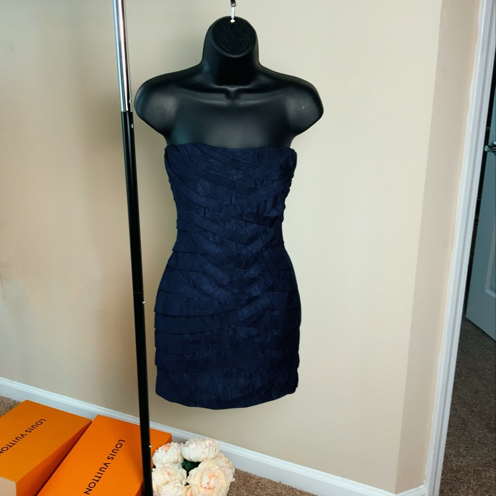 Navy bandage tube top dress